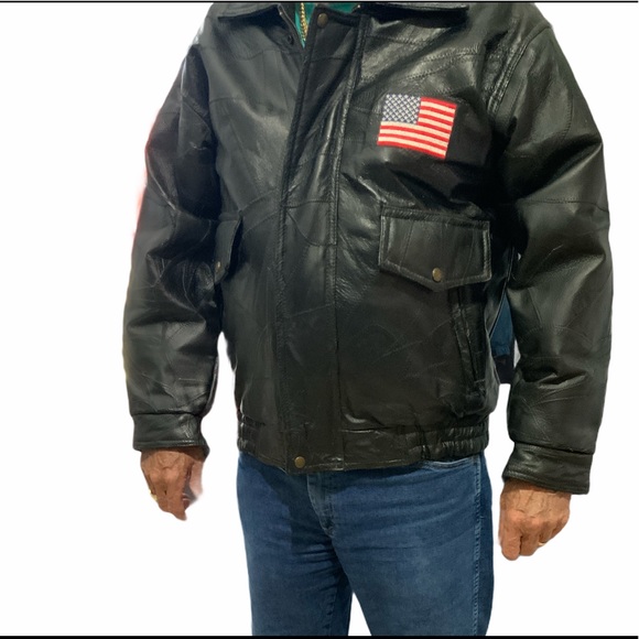 Men’s Leather Patchwork bomb… - Picture 2 of 16